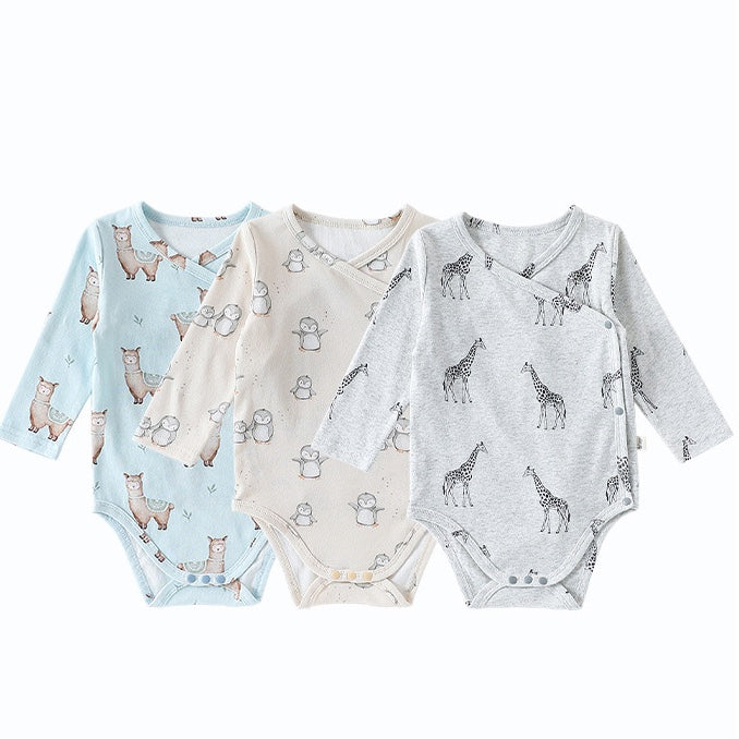 長袖肌着ロンパース/パンツ アニマル/星月プリント ボディスーツ【mh0011724】