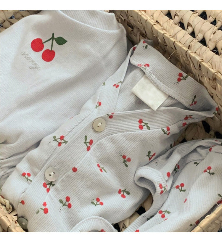 Cherry Print Cotton Romper チェリー ロンパース【mh0012621】