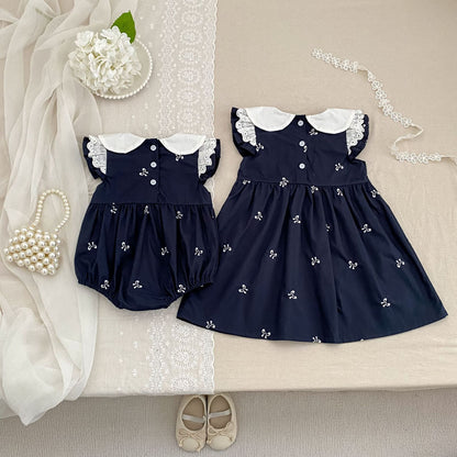Bow Embroidery Ruffle Romper Dress ラッフル ロンパース ワンピース【mh0013161】