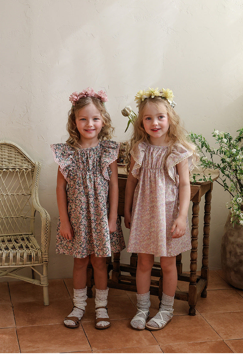 Floral Butterfly Dress 花柄 バタフライスリーブワンピース【mh0012983】