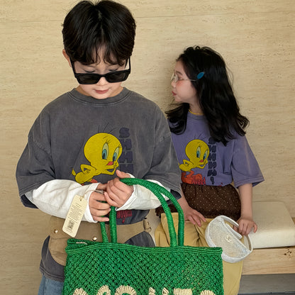 Bird Print Cotton T-shirt バード プリント 半袖Tシャツ【mh0012513】