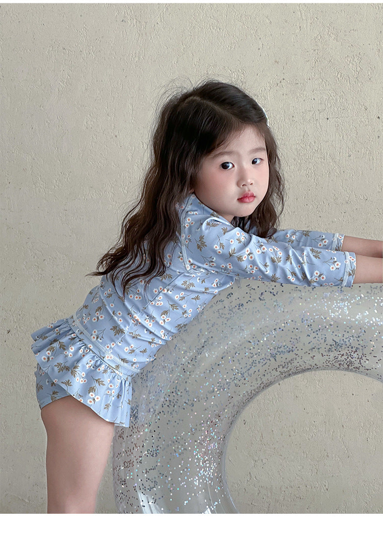 UPF50 Plus Floral Long Sleeve Swimsuit 花柄 ラッシュガード 3点セット【mh0012583】