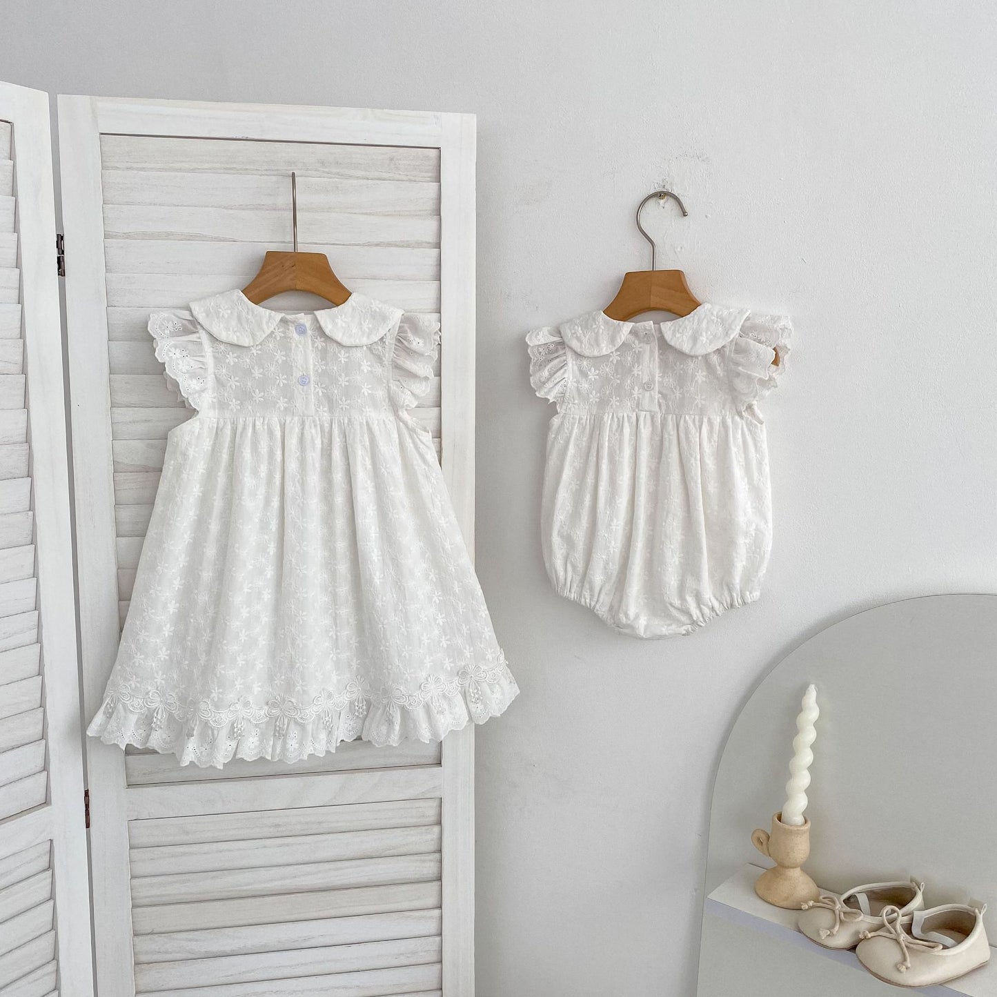 Lace Trim Doll Collar Romper Dress ラッフル ロンパース ミモレ丈ワンピース【mh0013160】