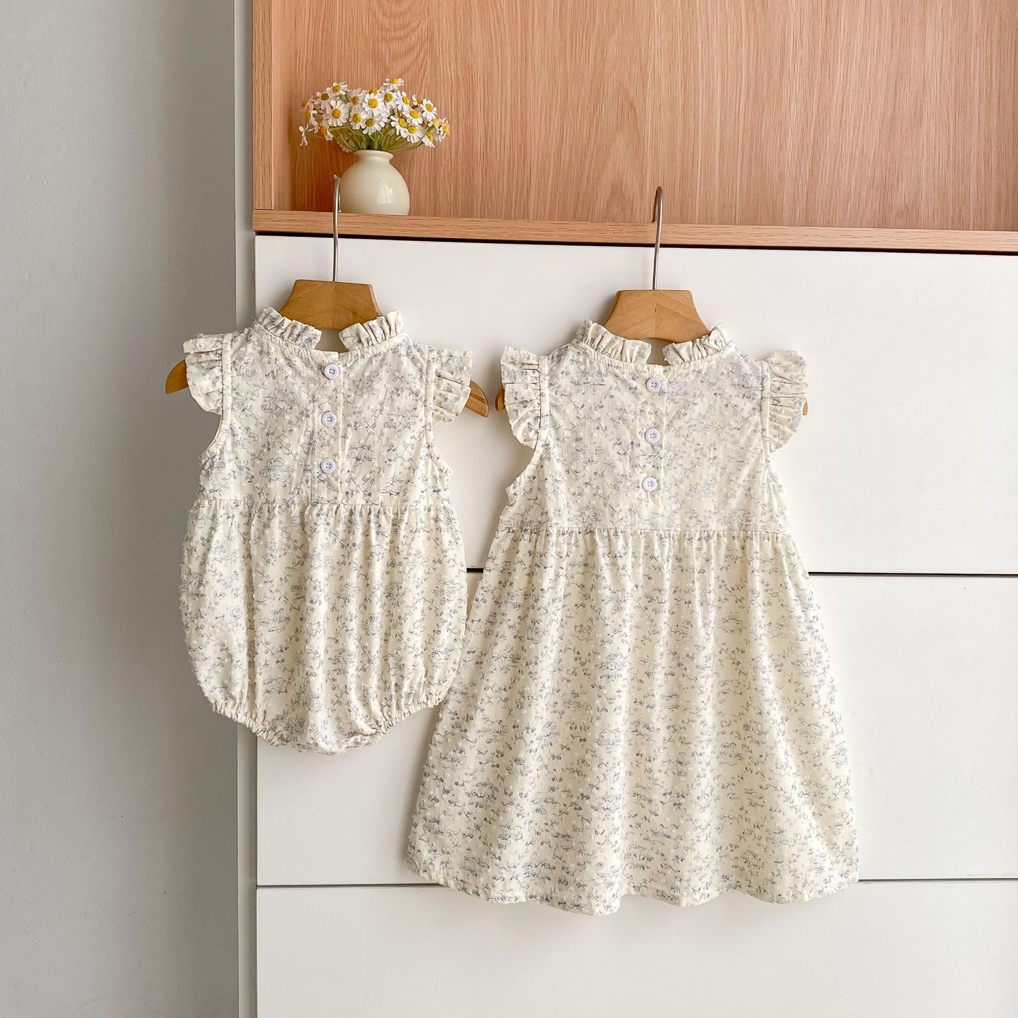 Floral Ruffle Sleeveless Romper Dress フリル ノースリーブロンパース ミモレ丈ワンピース【mh0013157】