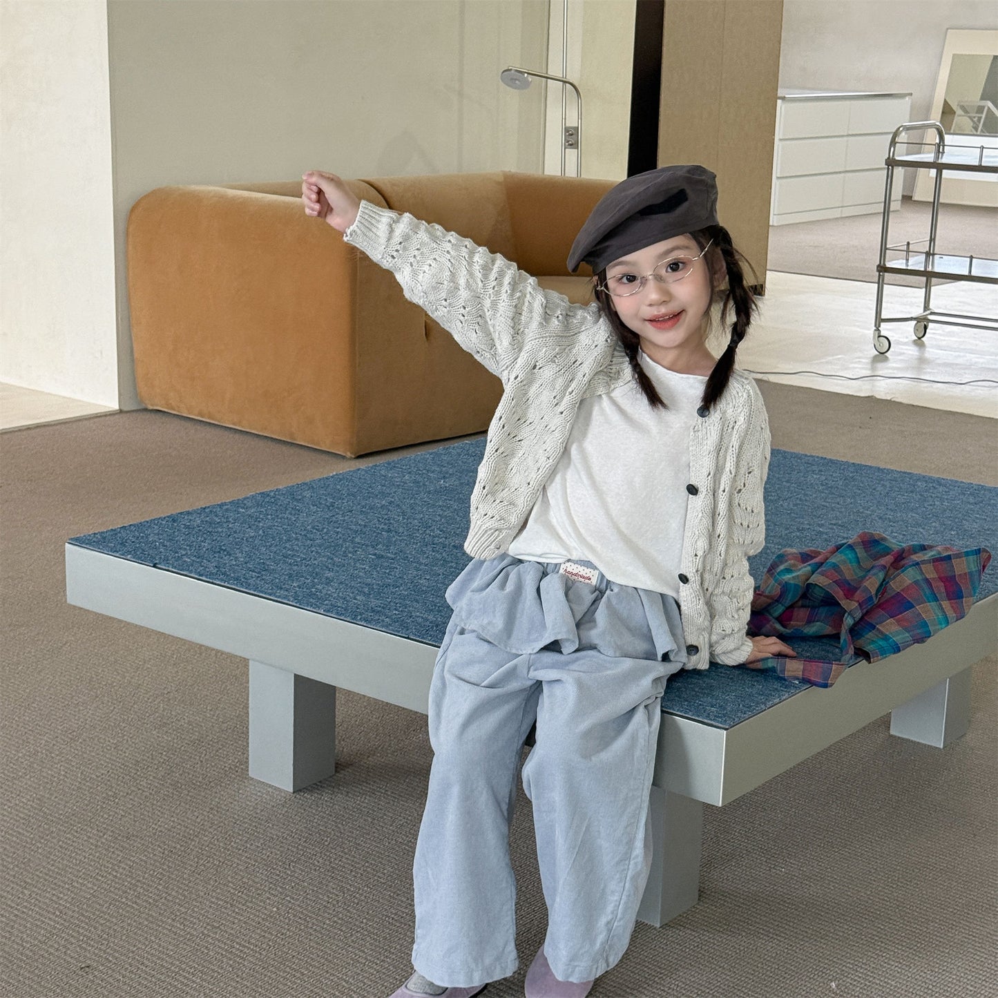 Kids' Openwork Long-Sleeve Knit Cardigan [mh0014055]