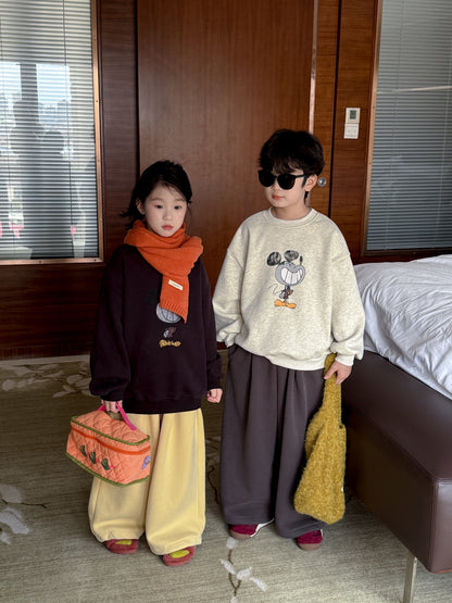 スウェットトレーナー キッズ 裏起毛 プルオーバー クルーネック 厚手 アート柄 トップス【mh0011657】