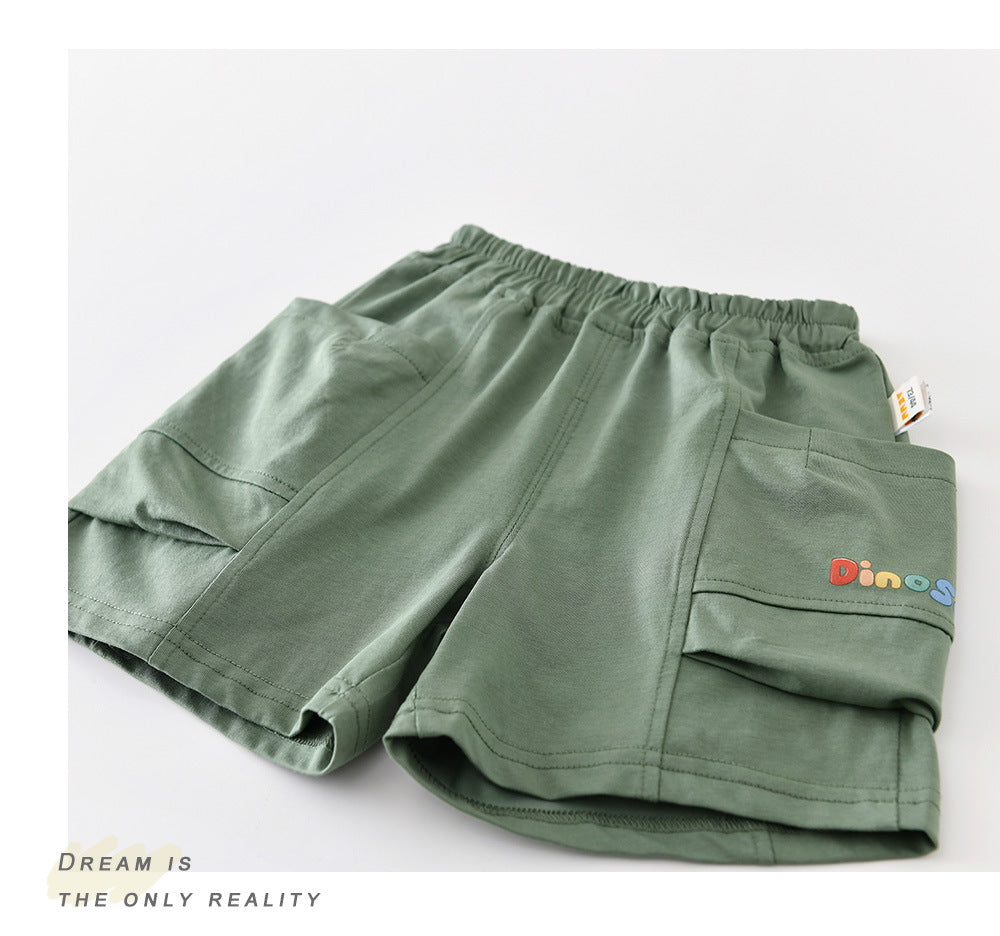 Dinosaur Cartoon Set Dinosaur Embroidery Short Sleeve T-Shirt and Shorts [mh0012855]