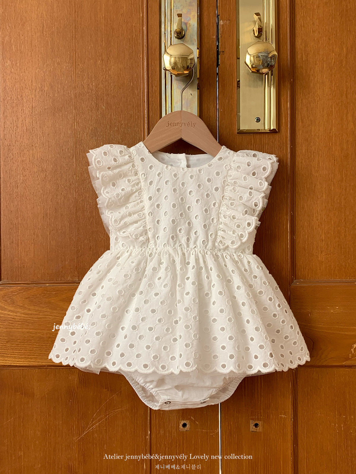 Eyelet Cotton Romper Dress コットン レース フリル袖 ロンパース ドレス【mh0012549】