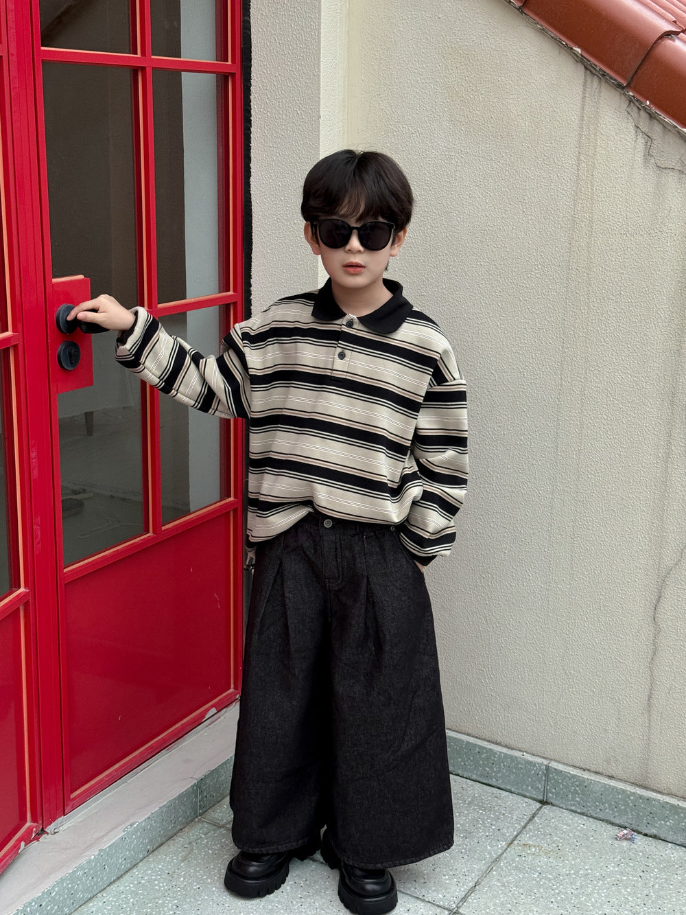 ワイドパンツ キッズ 裏起毛 厚手 ゆったり 無地 ルーズフィット カジュアル【mh0011685】