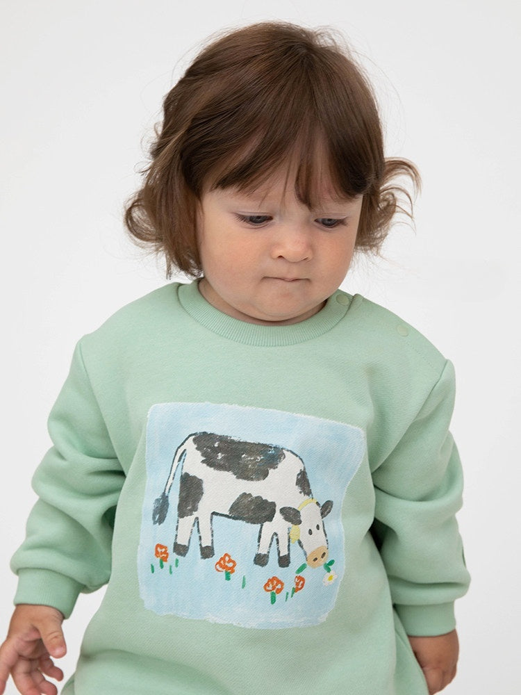 Mameluco estampado holgado con forro polar para bebé [mh0014193]