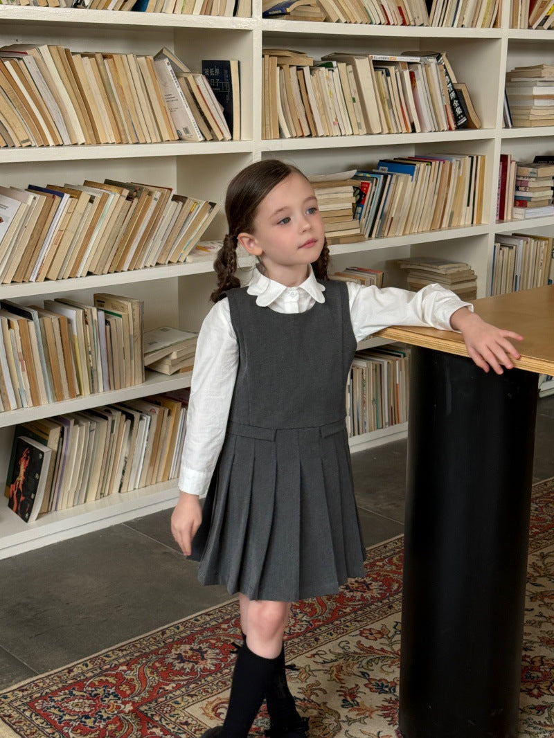 Kids' Sleeveless Pleated Dress with Waist Seam【mh0014072】