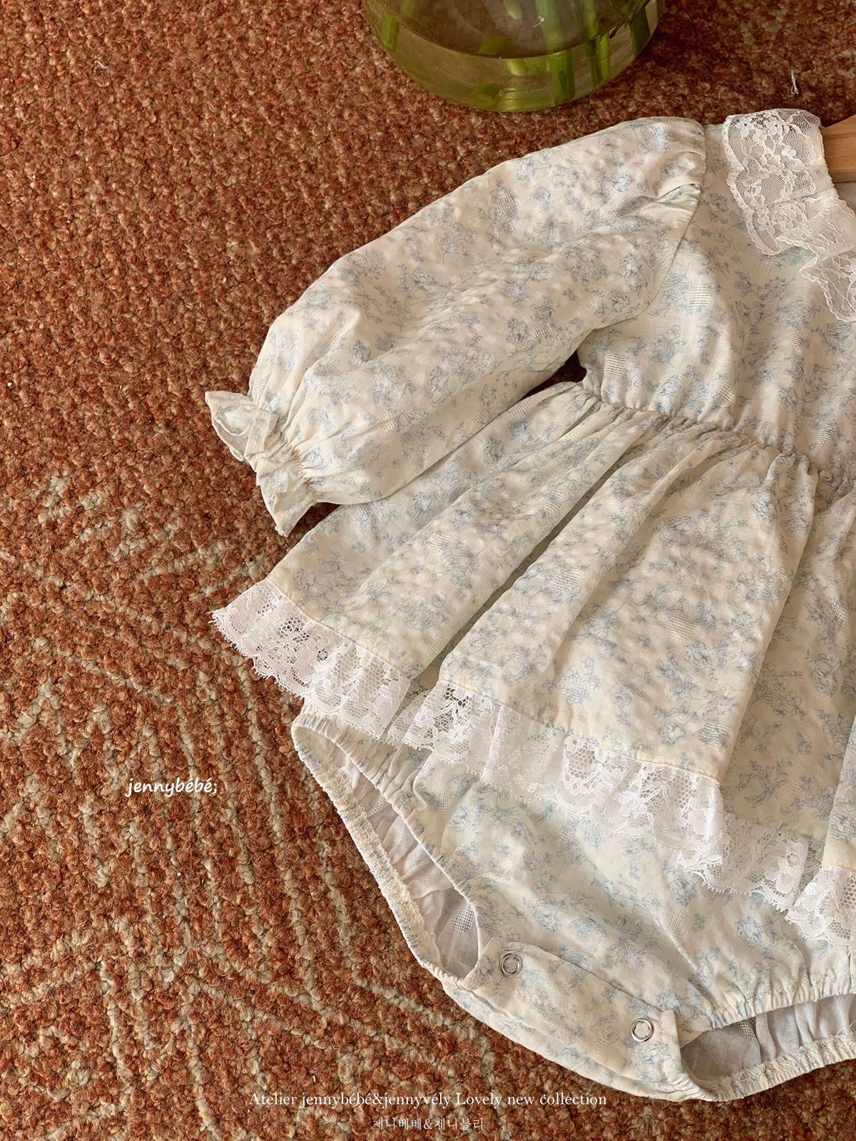 Floral Lace Collar Cotton Romper 花柄 コットン レース 襟付き ロンパース【mh0012556】