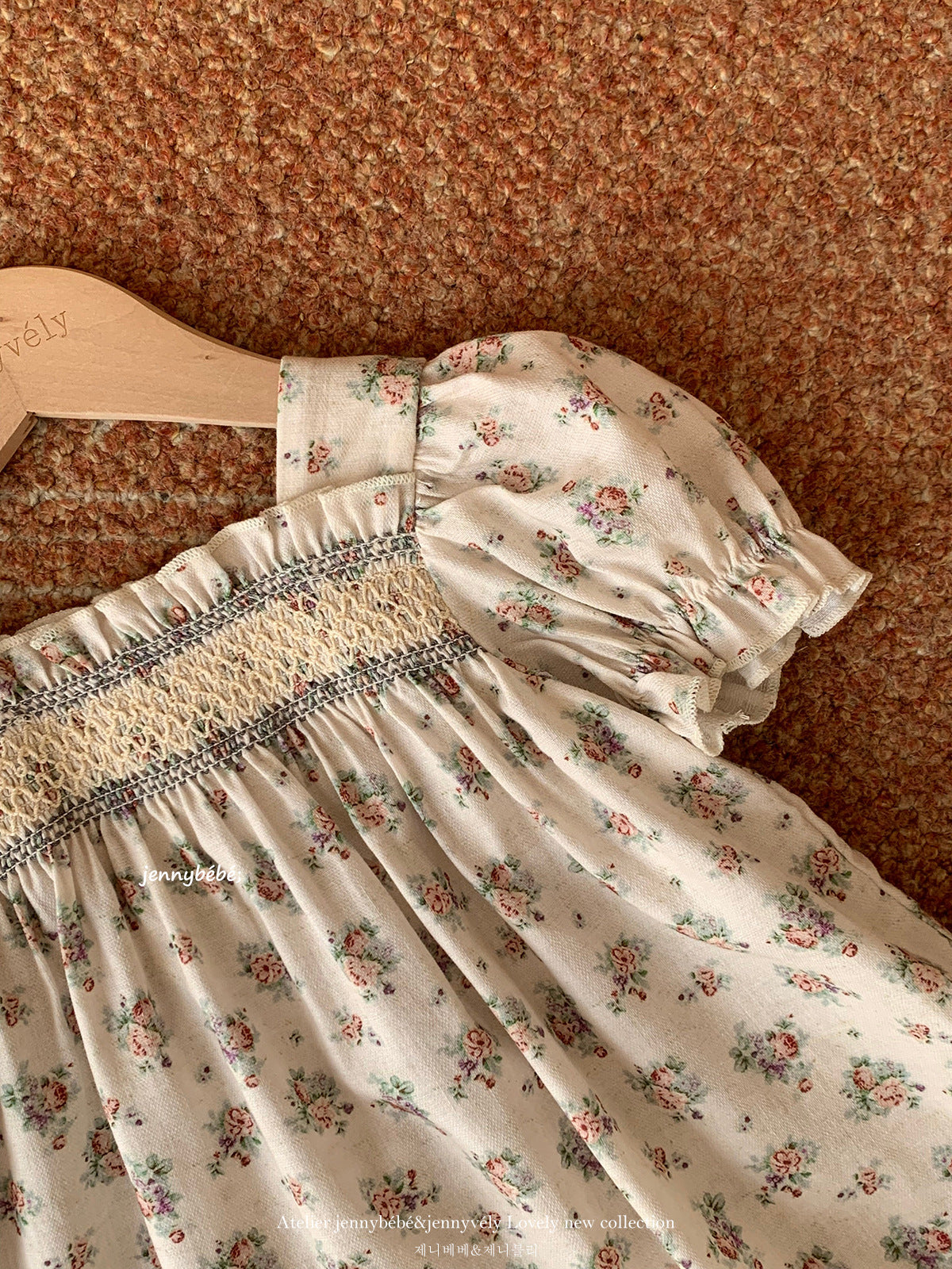Floral Cotton Smocking Romper 花柄 コットン スモッキング ロンパース【mh0012542】
