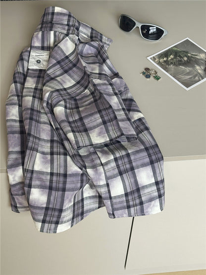 Tie-Dye Check Shirt タイダイ チェック 半袖シャツ【mh0012965】