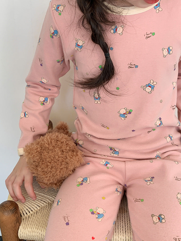 Long Sleeve Printed Pajamas 長袖 プリント パジャマ セット【mh0012243】