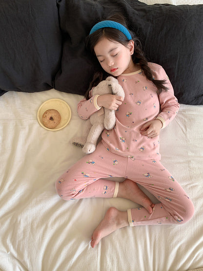 Long Sleeve Printed Pajamas 長袖 プリント パジャマ セット【mh0012243】