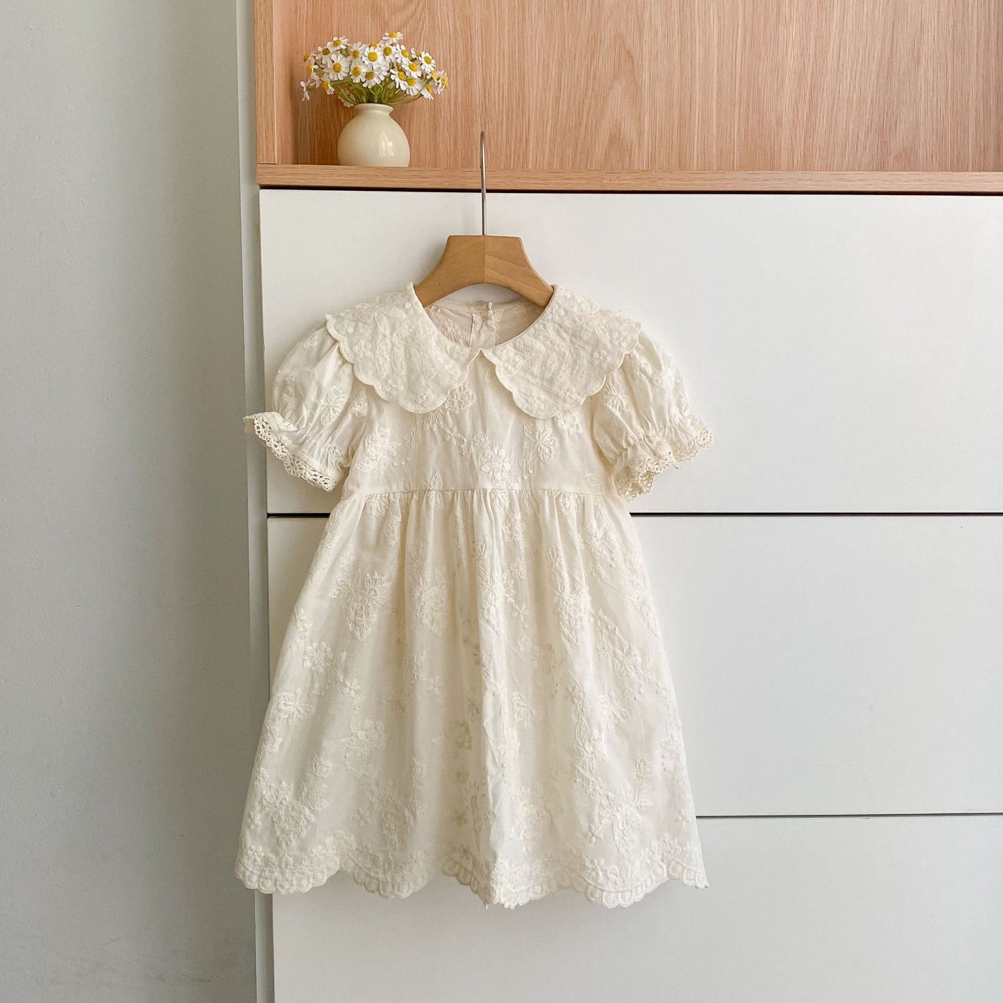 Embroidered Puff Sleeve Romper And Dress 刺繍 パフスリーブ ロンパース ワンピース【mh0013166】