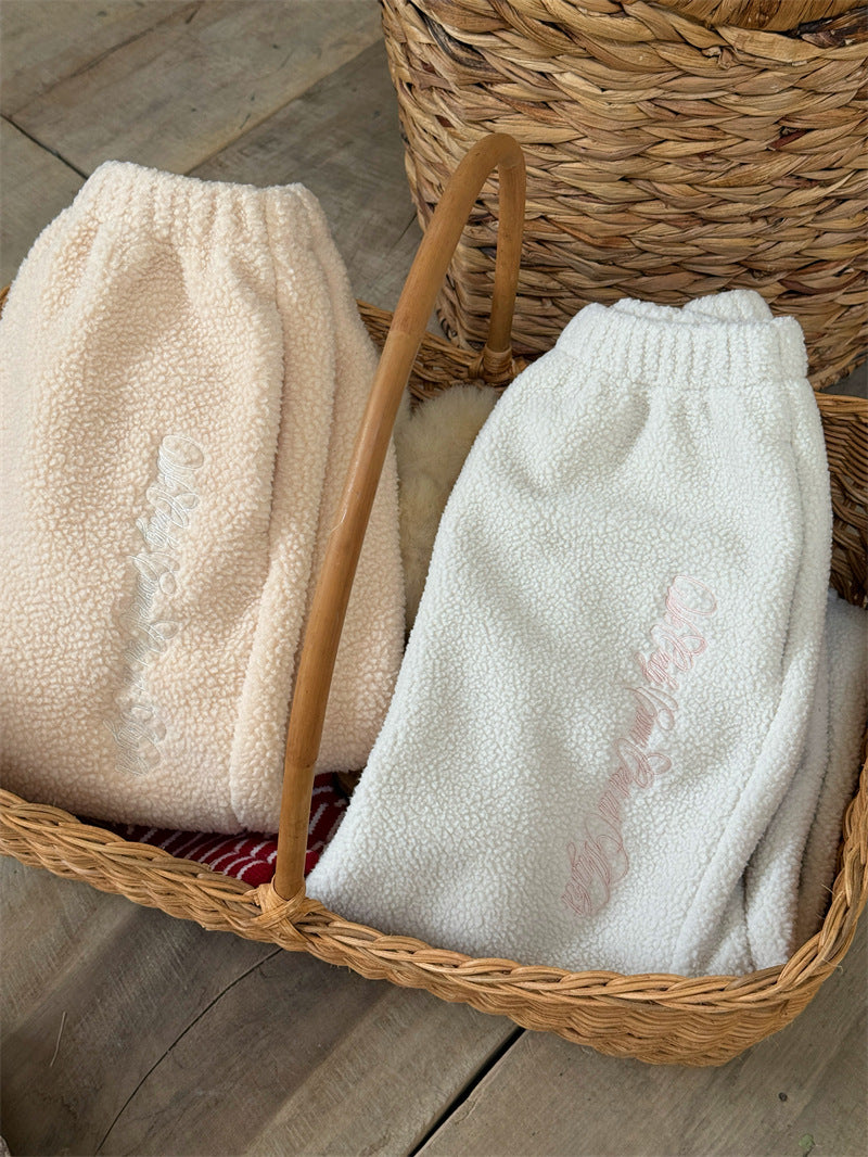 ボアパンツ ジョガー 裏起毛 ロゴ刺繍 ゆったり カジュアル ボトムス【mh0011623】