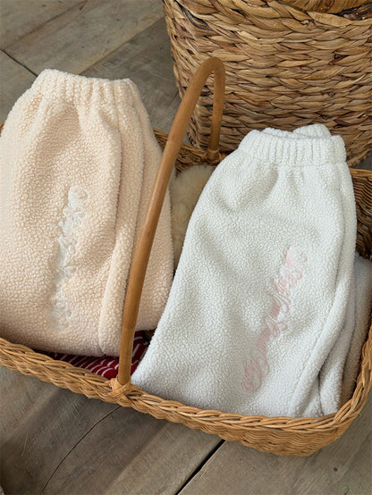 ボアパンツ ジョガー 裏起毛 ロゴ刺繍 ゆったり カジュアル ボトムス【mh0011623】