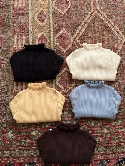 キッズ メロウフリル ハイネック リブニット 長袖トップス【mh0014579】