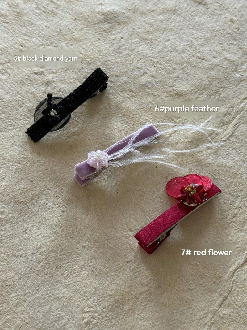 キッズ ハンドメイド レース ライストーン ヘアクリップ【mh0014102】