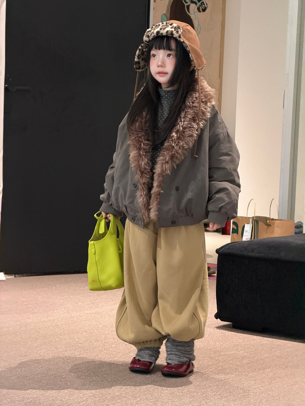 Mo Xiao Meng Children's Jacket 2026 Girls' Korean-Style Winter Fleece-Collar Padded Jacket Thickened Cotton Jacket for Kids【mh0014698】