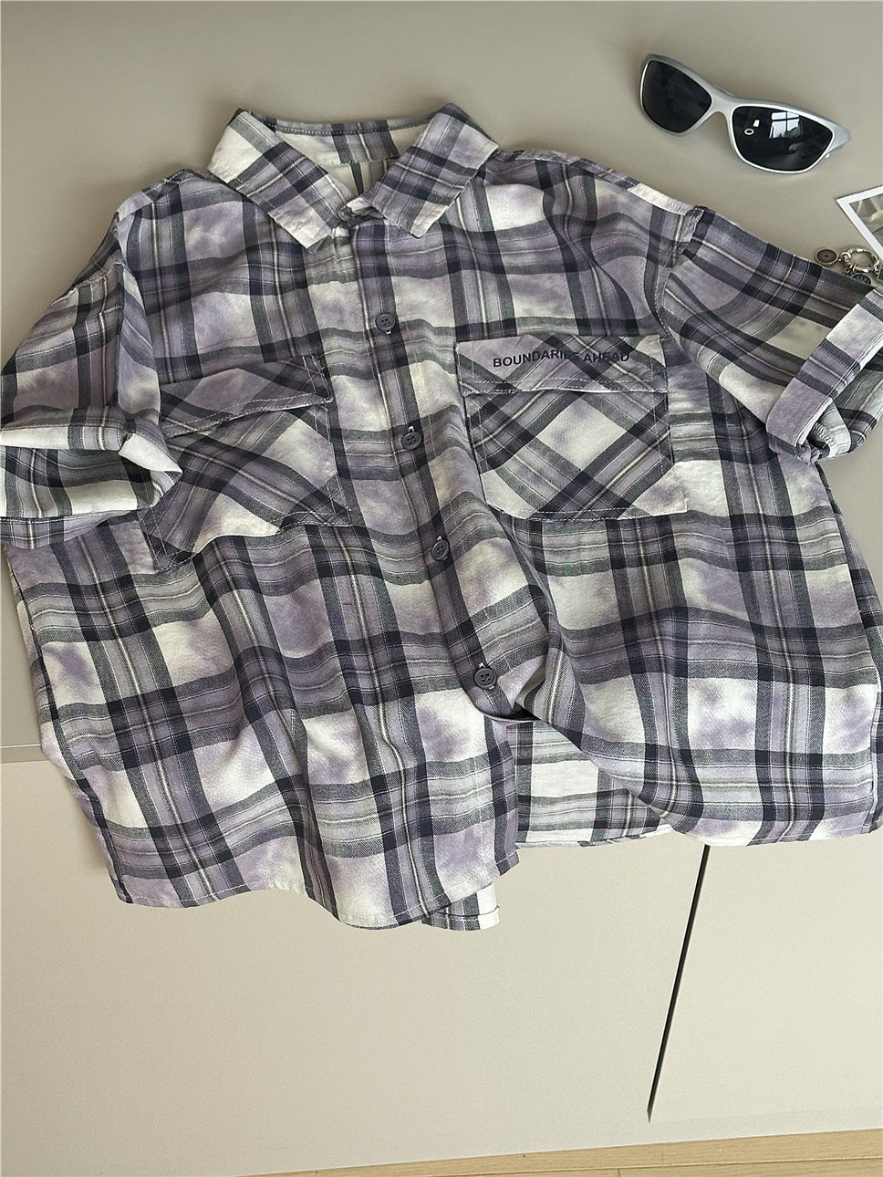 Tie-Dye Check Shirt タイダイ チェック 半袖シャツ【mh0012965】