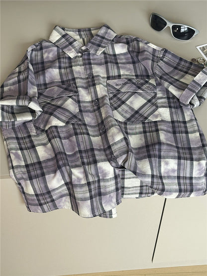 Tie-Dye Check Shirt タイダイ チェック 半袖シャツ【mh0012965】