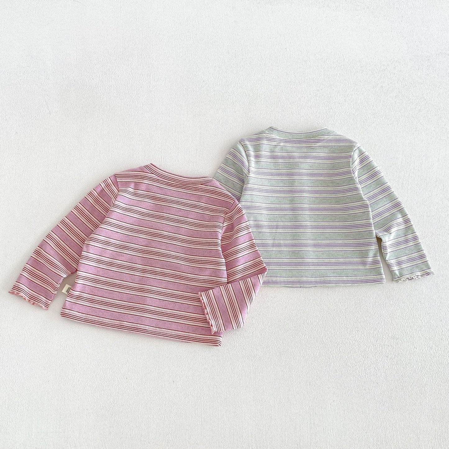 キッズ ボーダー カラフルボタン 長袖Tシャツ【mh0014044】