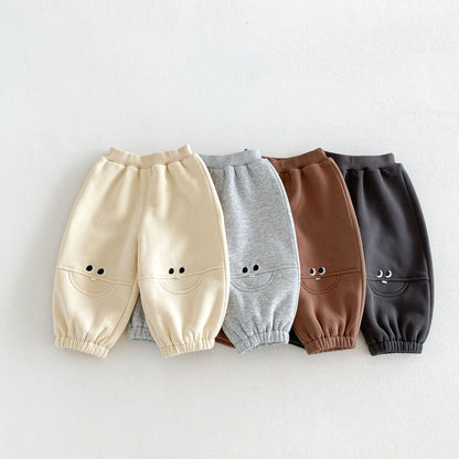 Kids' Smile Embroidered Brushed-Lining Joggers [mh0014776]