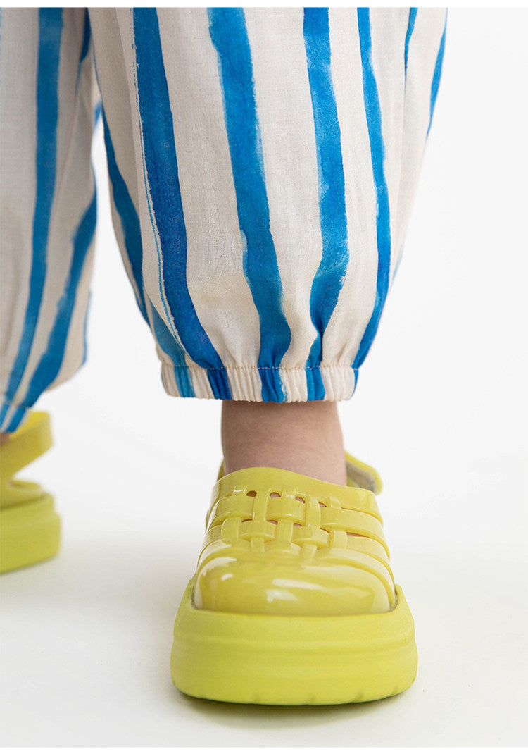 Pantalones Largos con Puños de Gasa y Rayas Geométricas【mh0013214】