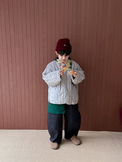 キルティングジャケット キッズ 中綿 厚手 ノーカラー ショート丈 カジュアル アウター【mh0011679】