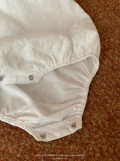 Eyelet Cotton Puff Sleeve Romper