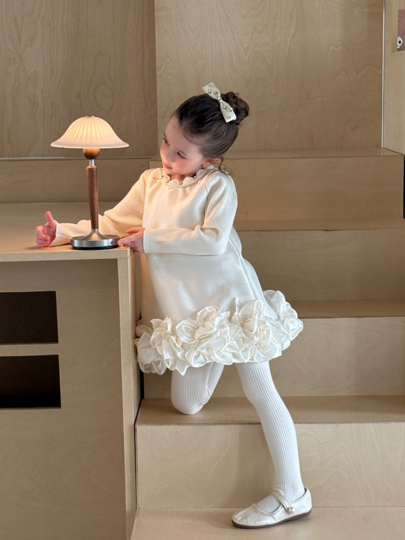 Kids' 3D Floral Ruffled Hem Sleeveless Dress [mh0014083]