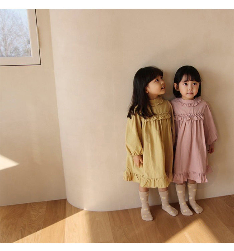 Ruffle Collar Layered Princess Dress フリル 長袖ワンピース【mh0012629】