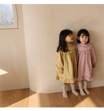 Ruffle Collar Layered Princess Dress フリル 長袖ワンピース【mh0012629】