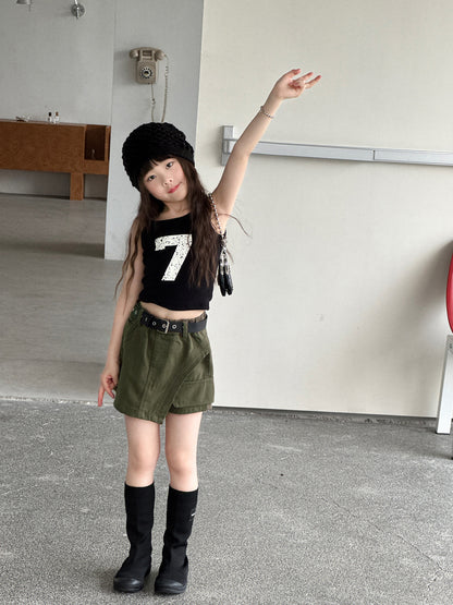 Asymmetry Mixed Media Shorts アシンメトリー キュロットパンツ【mh0013066】