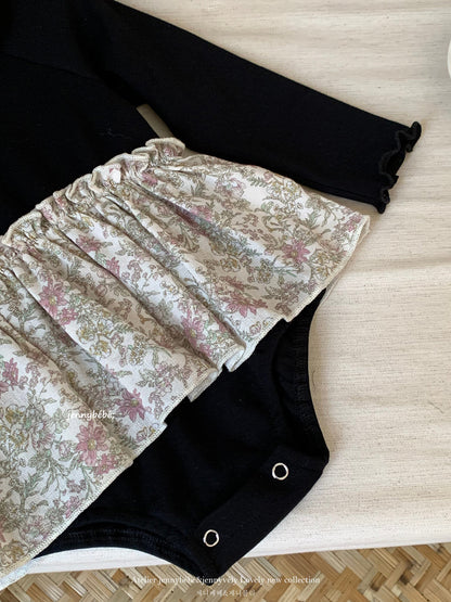 Floral Collar Long Sleeve Romper 花柄 襟付き コットン ロンパース【mh0012547】