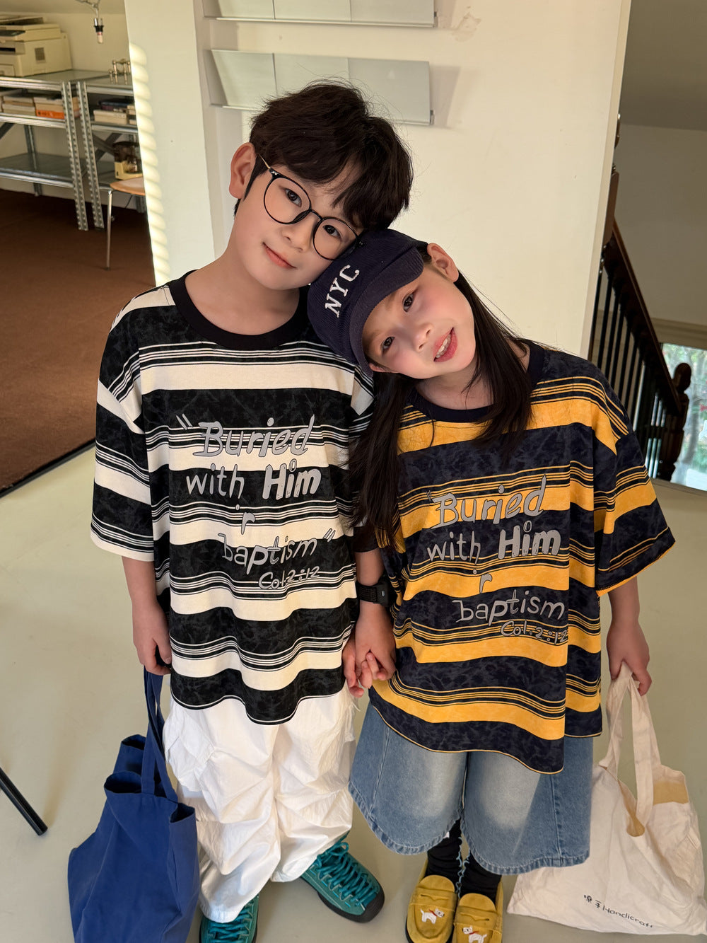 Striped Cotton Short Sleeve T-shirt [mh0012522]