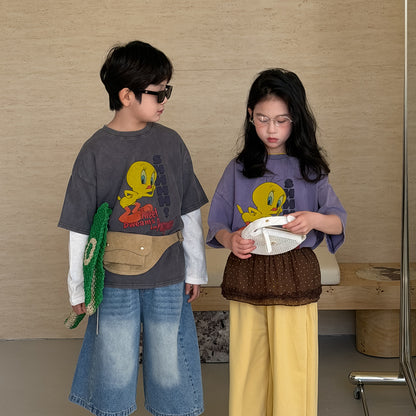 Bird Print Cotton T-shirt バード プリント 半袖Tシャツ【mh0012513】