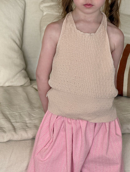 Ribbed Knit Halterneck Vest 無地 ノースリーブトップス【mh0012789】