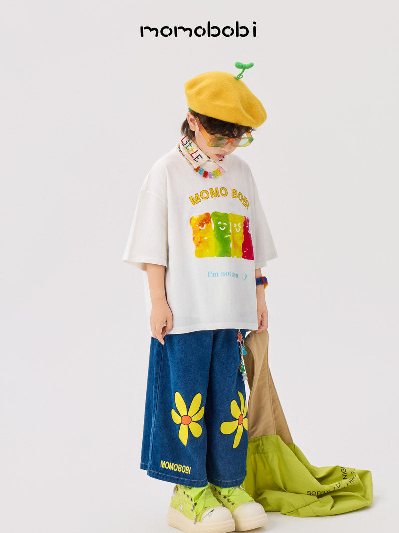 Flower Print Denim Cropped Pants フラワー デニムパンツ【mh0013001】