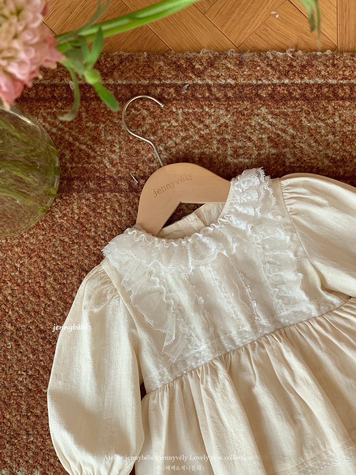 Lace Collar Cotton Romper Dress レース 襟付き コットン ロンパース ドレス【mh0012551】