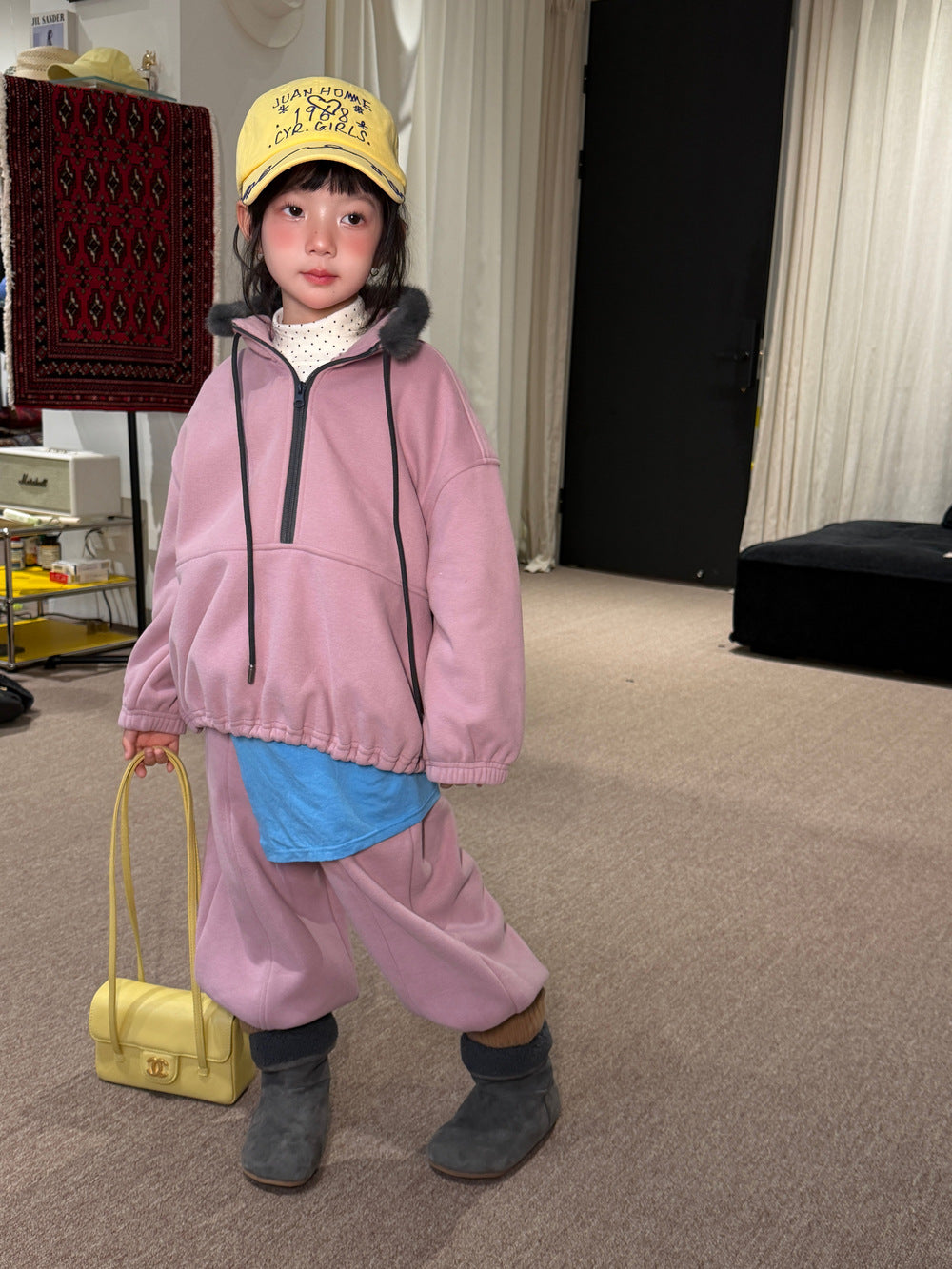 Children's Set 2026 Winter Girls' Fur Collar Patchwork Fleece-Lined Two-Piece Set, Loose Casual Style by Mo Xiao Meng【mh0014696】