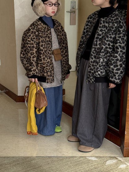 ブルゾンジャケット キッズ レオパード柄 厚手 ボア オーバーサイズ カジュアル アウター【mh0011663】