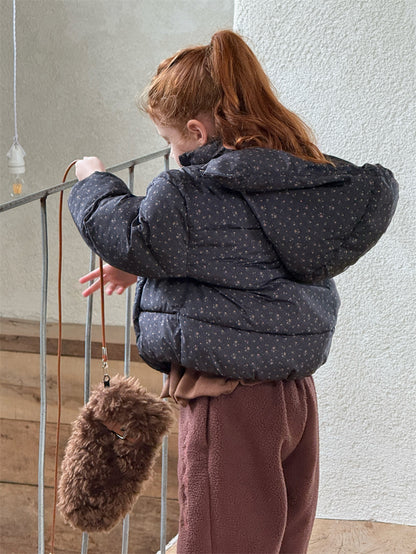 パフジャケット 中綿 小花柄 フーディ カジュアル アウター【mh0011616】