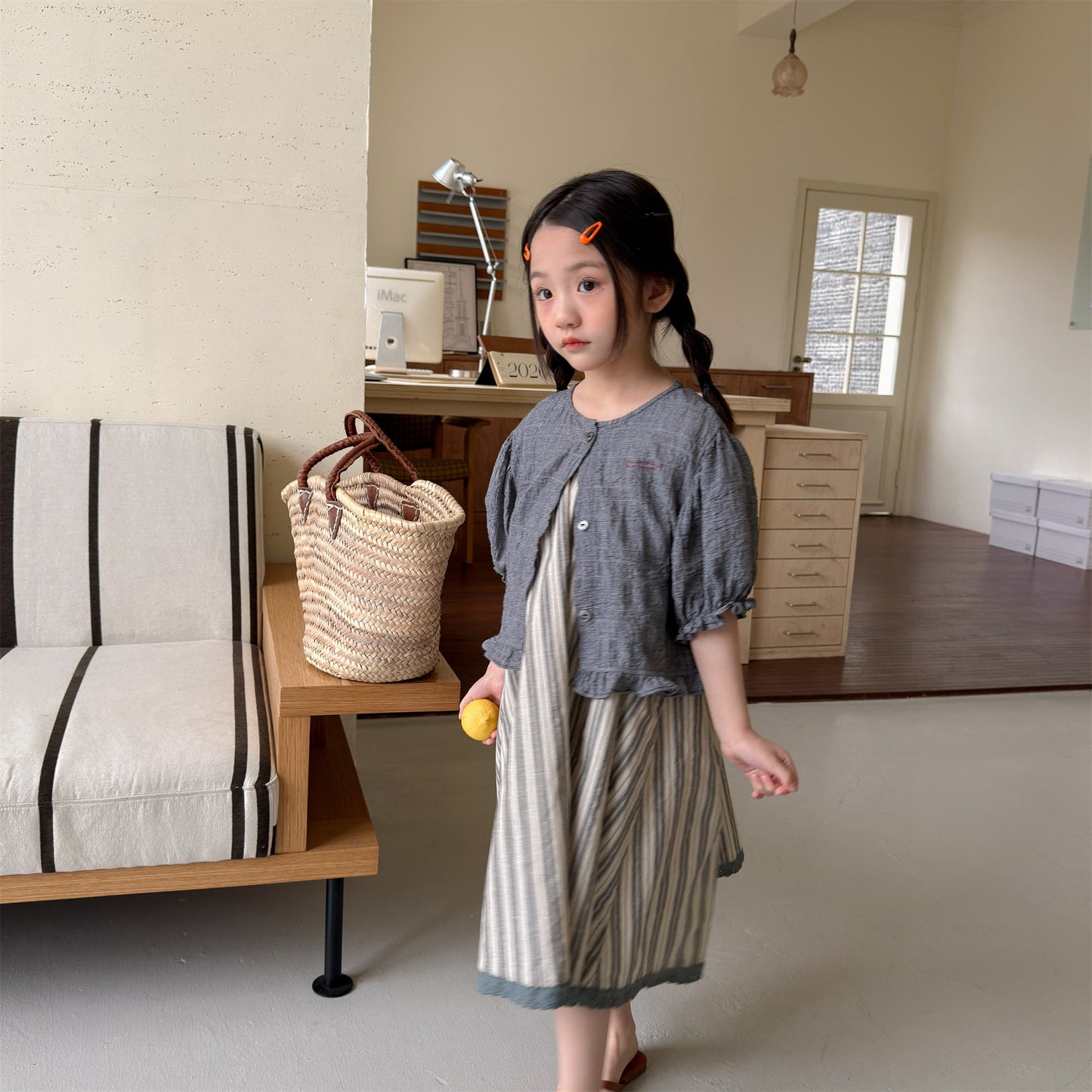 Linen Puff Sleeve Blouse ラッフル 半袖ブラウス【mh0013230】
