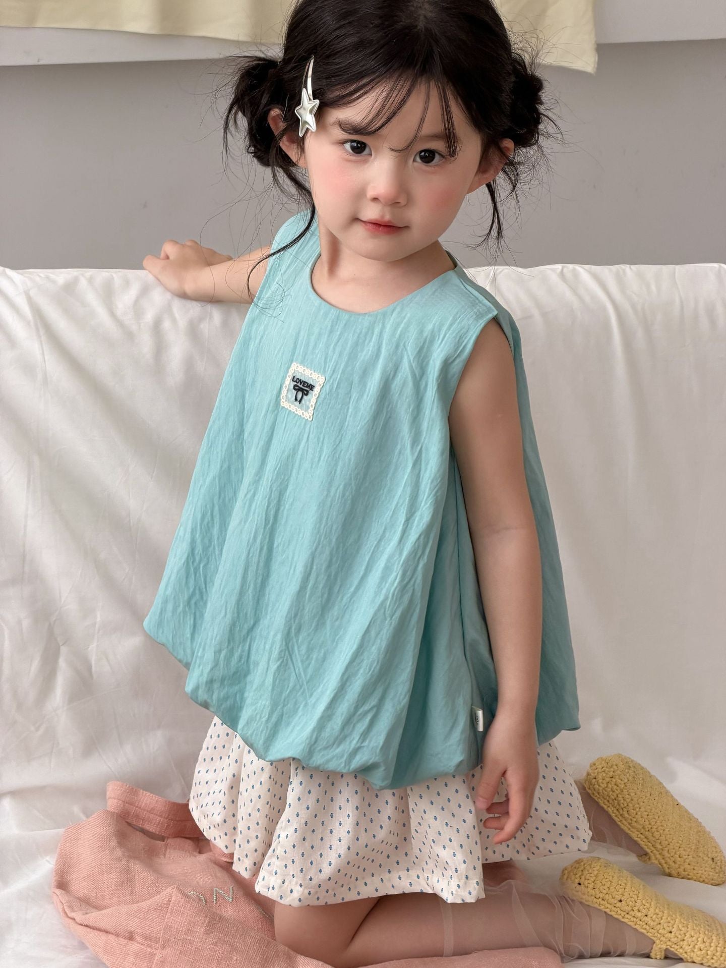 Balloon Hem Sleeveless Tunic Top バルーン ノースリーブ チュニック【mh0012748】