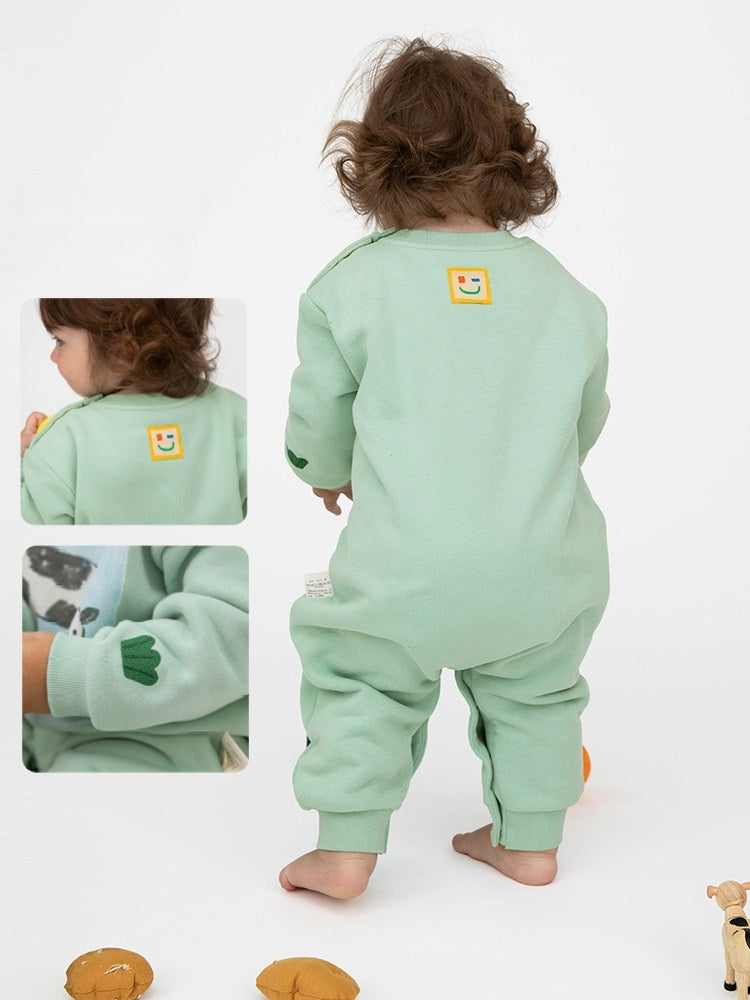 Mameluco estampado holgado con forro polar para bebé [mh0014193]