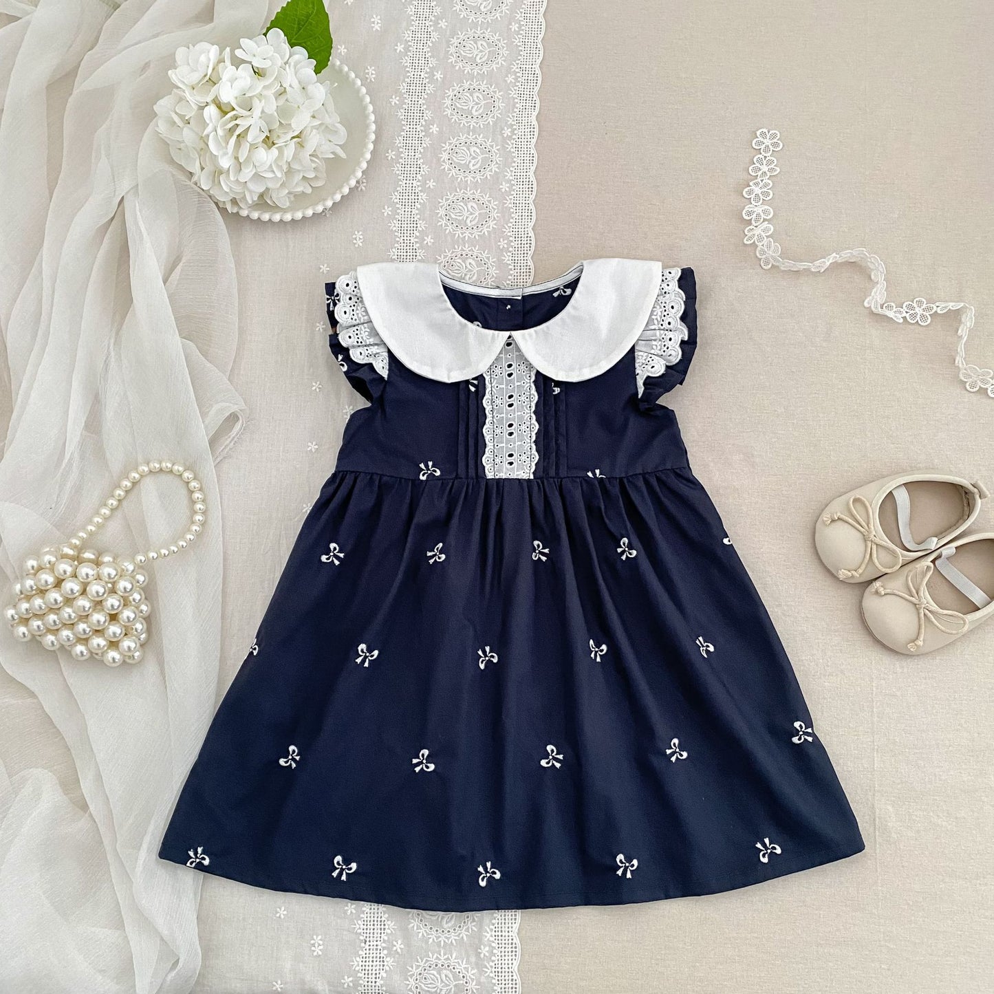 Bow Embroidery Ruffle Romper Dress ラッフル ロンパース ワンピース【mh0013161】